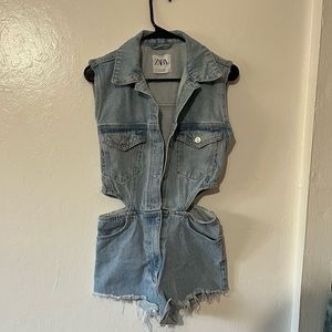 Denim romper Body suit Zara size small